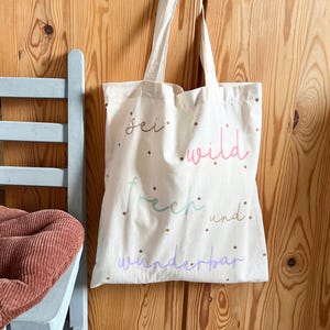 Stofftasche sei wild frech und wunderbar fairtrade bunt gepunktet dots Kindergarten Tasche Wechselkleidung Kinder Geschenk