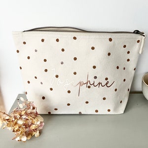 Personalized odds and ends bag diaper bag toiletry bag dotted copper dots boho fair trade girls ladies with name image 4