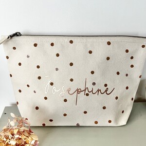 Personalized odds and ends bag diaper bag toiletry bag dotted copper dots boho fair trade girls ladies with name image 3