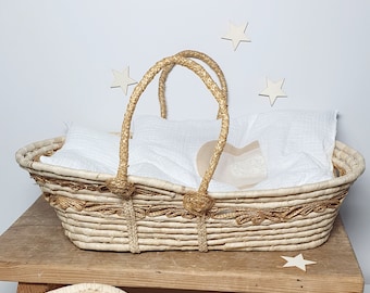 Doll basket Moses basket corn leaf Boho