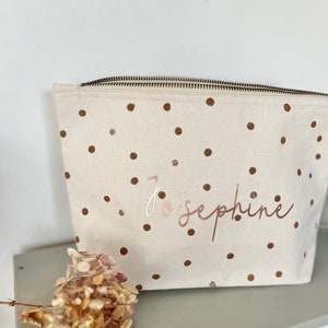 Personalized odds and ends bag diaper bag toiletry bag dotted copper dots boho fair trade girls ladies with name image 7