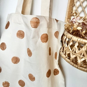 Stofftasche Baumwolltasche Jutetasche Einkaufstasche fairtrade gepunktet dots bedruckt