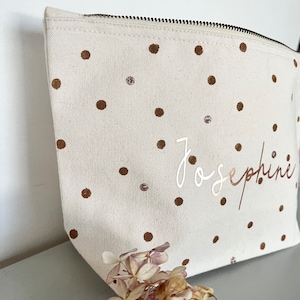 Personalized odds and ends bag diaper bag toiletry bag dotted copper dots boho fair trade girls ladies with name image 5