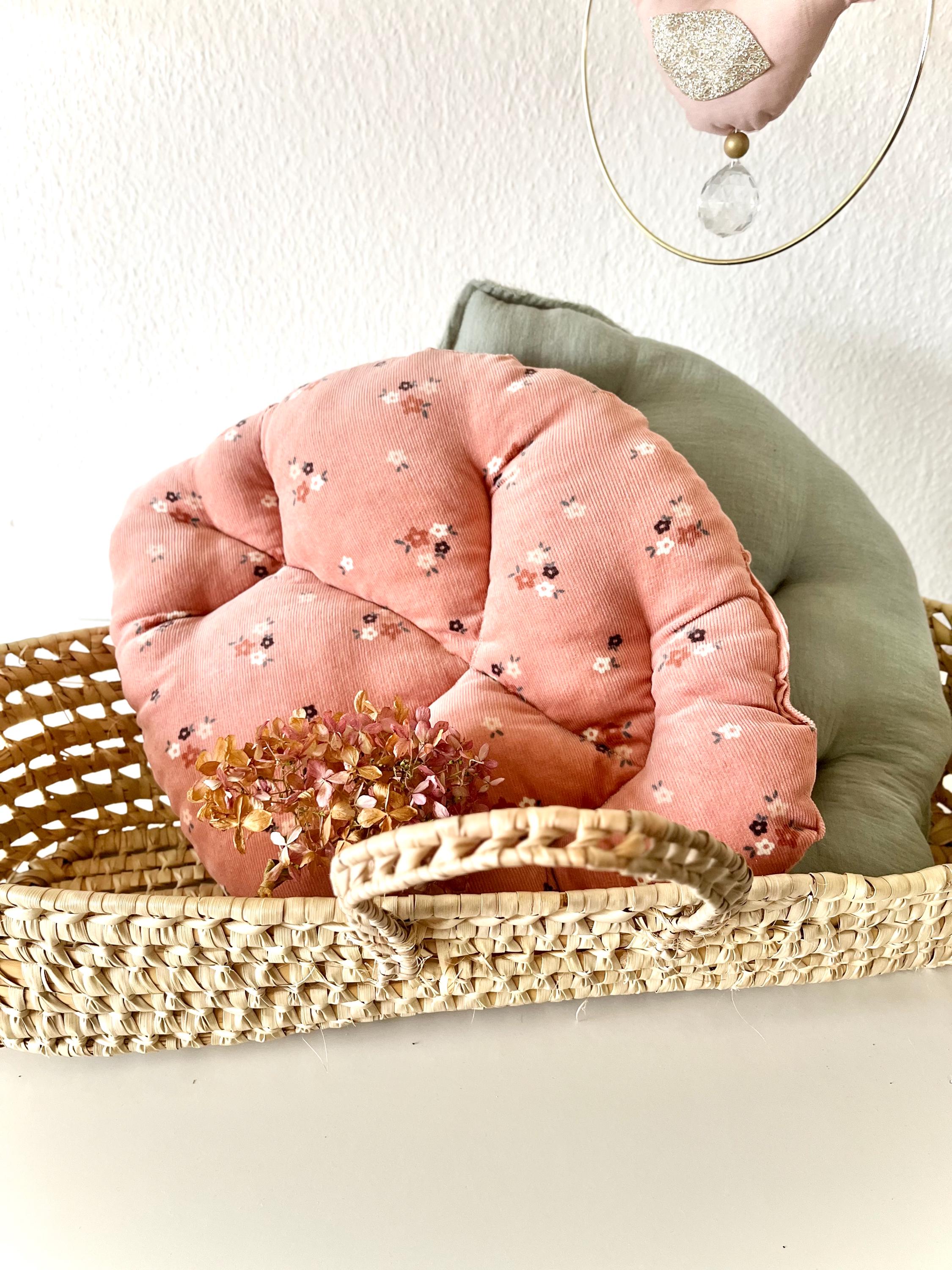 Kordkissen Blattkissen Cord Pastell Rosé Rosa Mädchen Breitcord