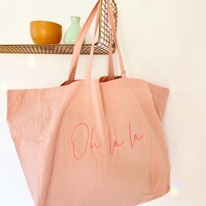 Oh la la Stofftasche Strandtasche Badetasche Rosé Pastell Neon Rot XL Tasche Einkaufstasche