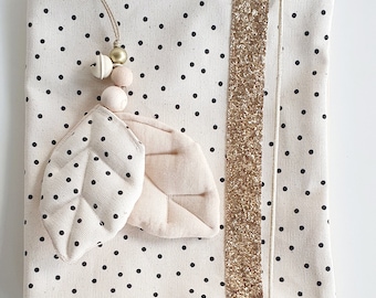 Windeltasche gepunktet DOTS Creme Gold Glitter Wickeltasche Mama Geschenk Geburt Windeln Tasche