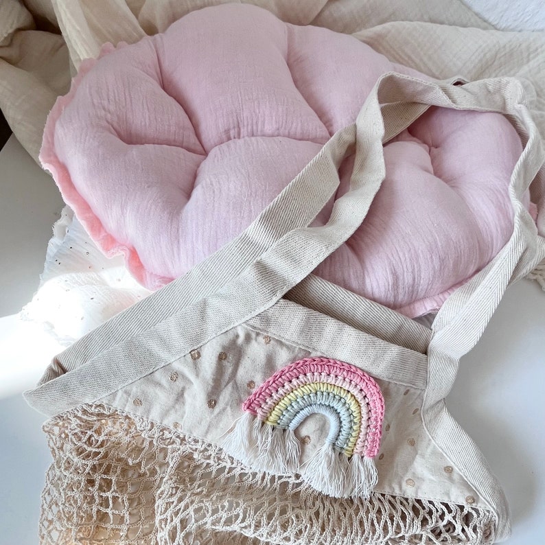 Coussin de feuilles midi coussin pour enfants mousseline rose pastel rose coussin de mousseline coussin de feuilles chambre de fille image 4