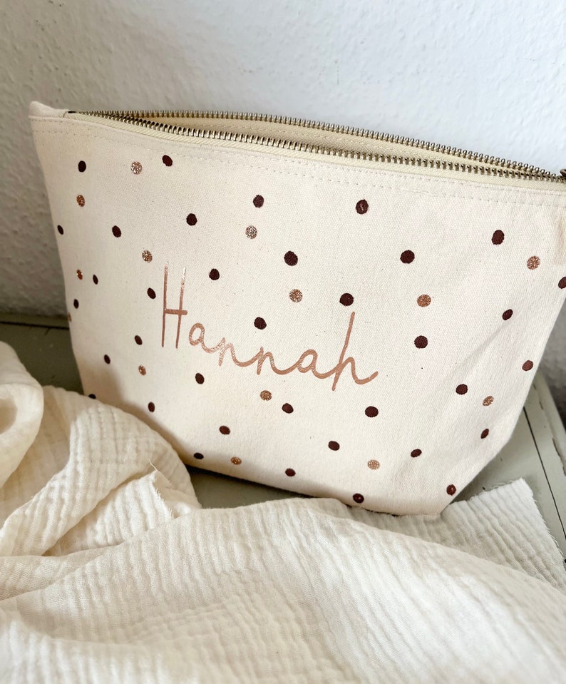 Personalized odds and ends bag diaper bag toiletry bag dotted copper dots boho fair trade girls ladies with name image 9