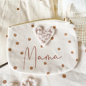 Plush heart purse mom beige cream brown boho bag with name personalizable dotted girl gift back to school image 2