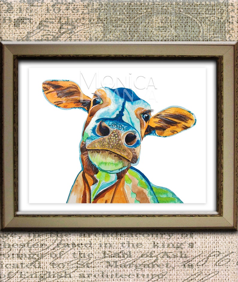 Abstract Cow Colourful Fine Art Print 8 X 10 And 12 X 16 Inch Etsy