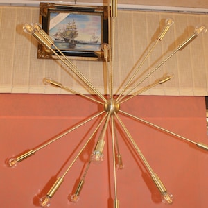 New Sputnik 17 LUCI design 50 60 Stilnovo arredoluce arteluce gauriche meulle stile CHANDELIER 60&#39;S Beatifull brass