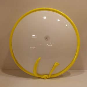 Plafoniera Murano Bianco Fiocco Giallo Vetro Original sconce wall lamp 28x28 cm glass made in Italy 1980s