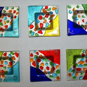 Plate Murrina ashtray plate with mixed color murrini, Murano glass plate 11 x 11 cm. very colorful Wedding Favor