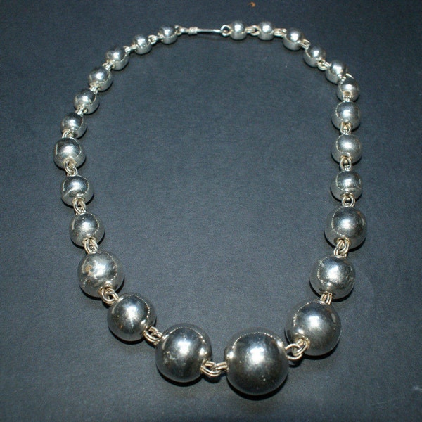 VINTAGE 1950 Big Sphere Choker Necklace SILVER 925 - ST.Silver 110 Grams Della Nonna