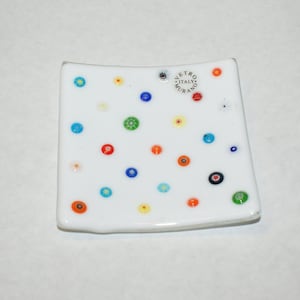 Saucer Plate Murrine ashrines with Murrini mixed colours, Murano glass plate fusing 12 x 12 Cm. Opaline Wedding Favors