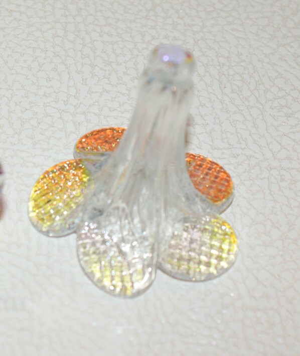 Glass AB Iris chandelier parts for 70 / 80 years Sciolari Venini Murano Replacement for original Murano Chandelier Flower 5 Iridescent Petals