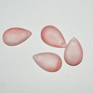 6 Pieces 37 x 23 mm. Chandelier Pendant Replacement Satin Glass Semi Ground Almond Drop - Mat Glass Semi-Mild Almond Drop Satin