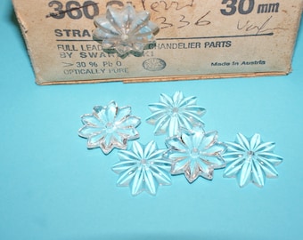 Lot 5 Pieces Rosette Swarovski Crystal Clear Stars Component - Decoration - Star Rosette Rare 80&#39;s&quot; Rhinestone 30 or 25 mm 8075