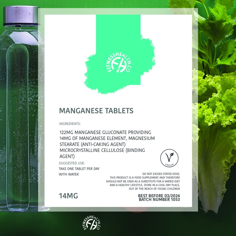 Manganese 14mg Tablets Bone Joint Support Etsy
