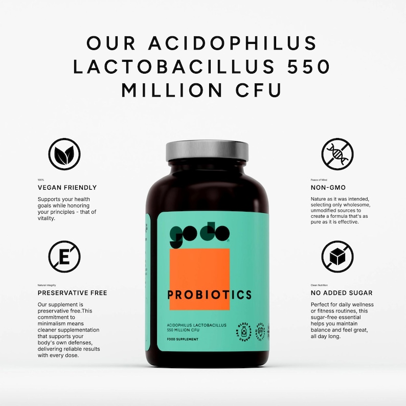 Probiotic Acidophilus 550 Million Active Cultures - Gut Health Vegan Tablets image 3