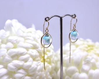 Pendientes roscados hechos a mano de vidrio y oro de 14 qt - Fairy Dust