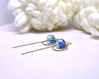 Pendientes roscados hechos a mano de vidrio y oro de 14 quilates - Riverdance