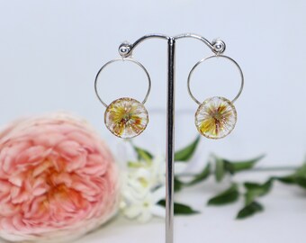 Pendientes colgantes de cristal Wild Daisy hechos a mano grandes - lluvia de champán