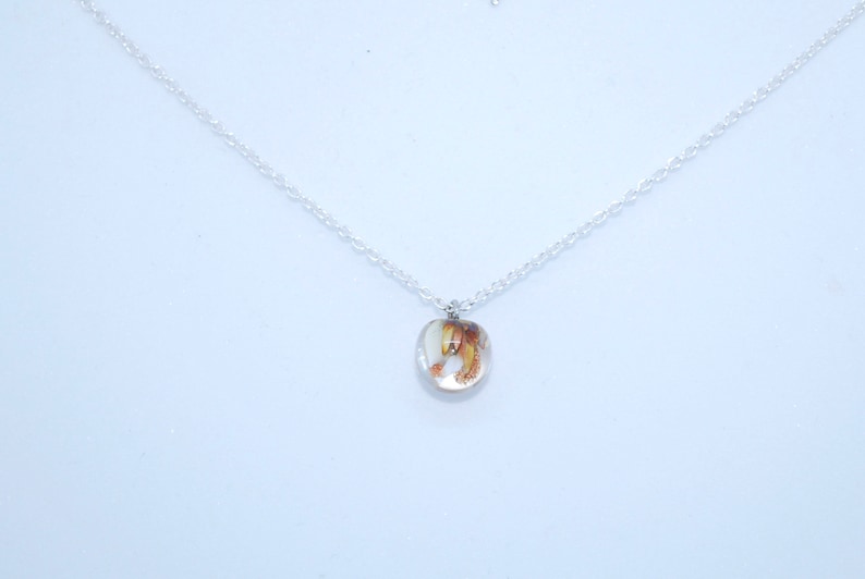 Champagne rain Handmade Lampworked Glass Pendant on 16 Sterling Silver Chain