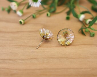 Pendientes de tachuelas de vidrio wild daisy hechas a mano
