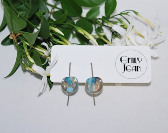 Handgemaakte Sterling Zilveren Lamp bewerkt Glas Impressed Drop Oorbellen- Gold Coast