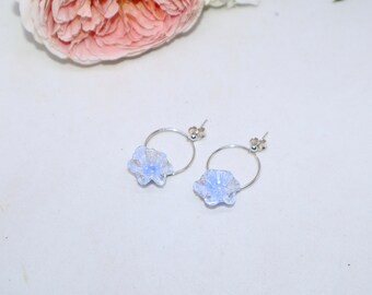 Pendientes colgantes de cristal de flores silvestres hechos a mano grandes - serenidad