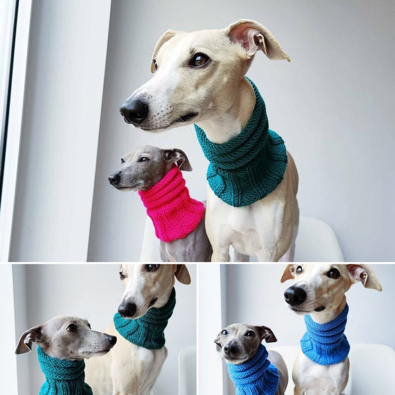 Woollen Dog Snood Various Colours, Dog head warmer, whippet, Italian Greyhound, greyhound, saluki, lurcher, sighthound, neck warmer image 7