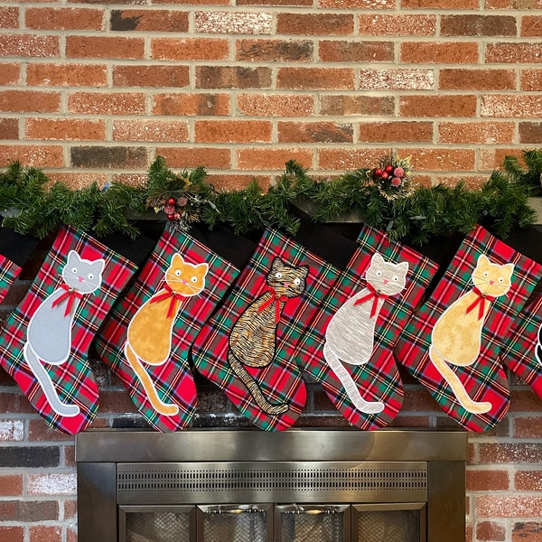 Cat Christmas stocking personalized
