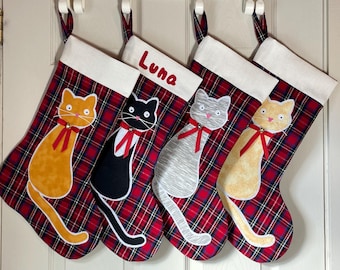 Cat Christmas stocking personalized