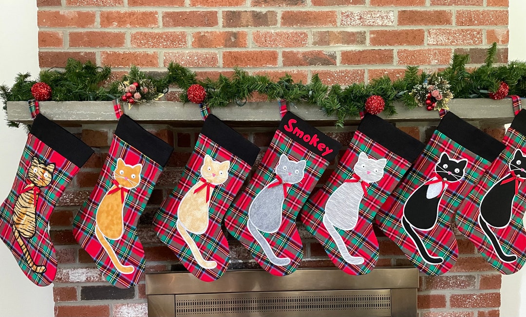 Cat Christmas Stocking Personalized - Etsy