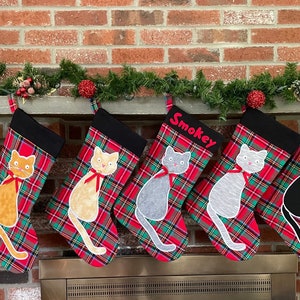 Cat Christmas stocking personalized