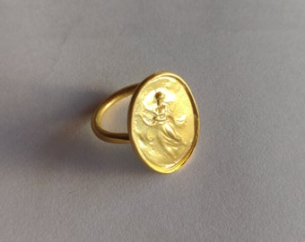erato ring, ancient greek goddess, ancient inspiration ring, goddess of love and poetry, gold plated silver, greek mythology ring, myths