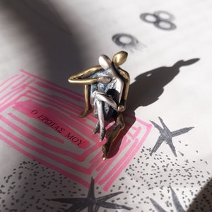 Silver & Bronze Couple Sculpture: Love Story Figurine