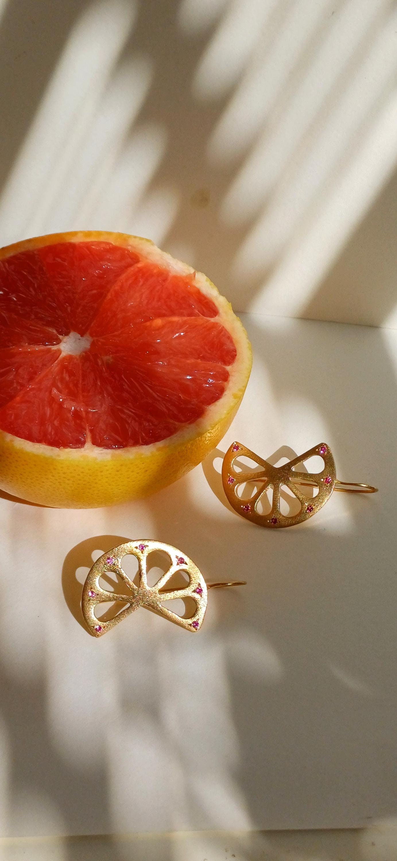 Fruit Earrings Grapefruit Earrings Cute Fruit Grapefruit Earrings