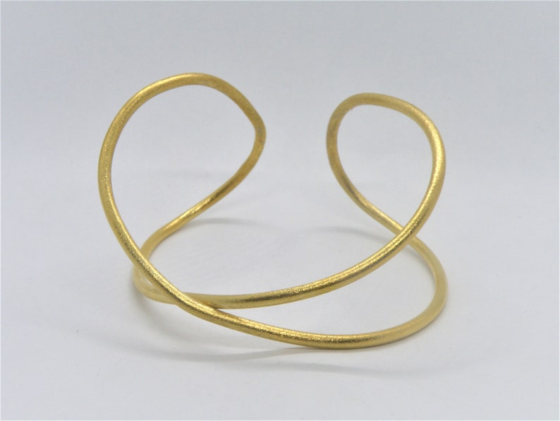 Cuff Gold Plated Sterling Silver,infinity motif,adjustable size,Alexia Jewelry,handmade cuff,unisex adults,minimal design,x mark,silver cuff