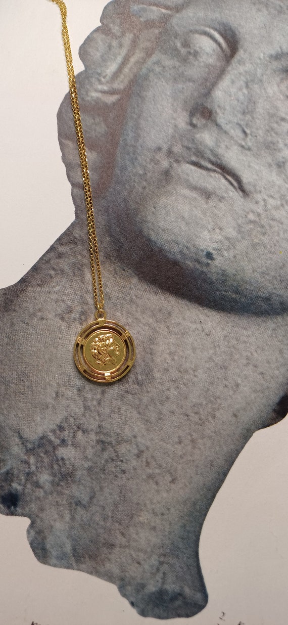 Alexander the great pendant, gold pendant of Alex… - image 1