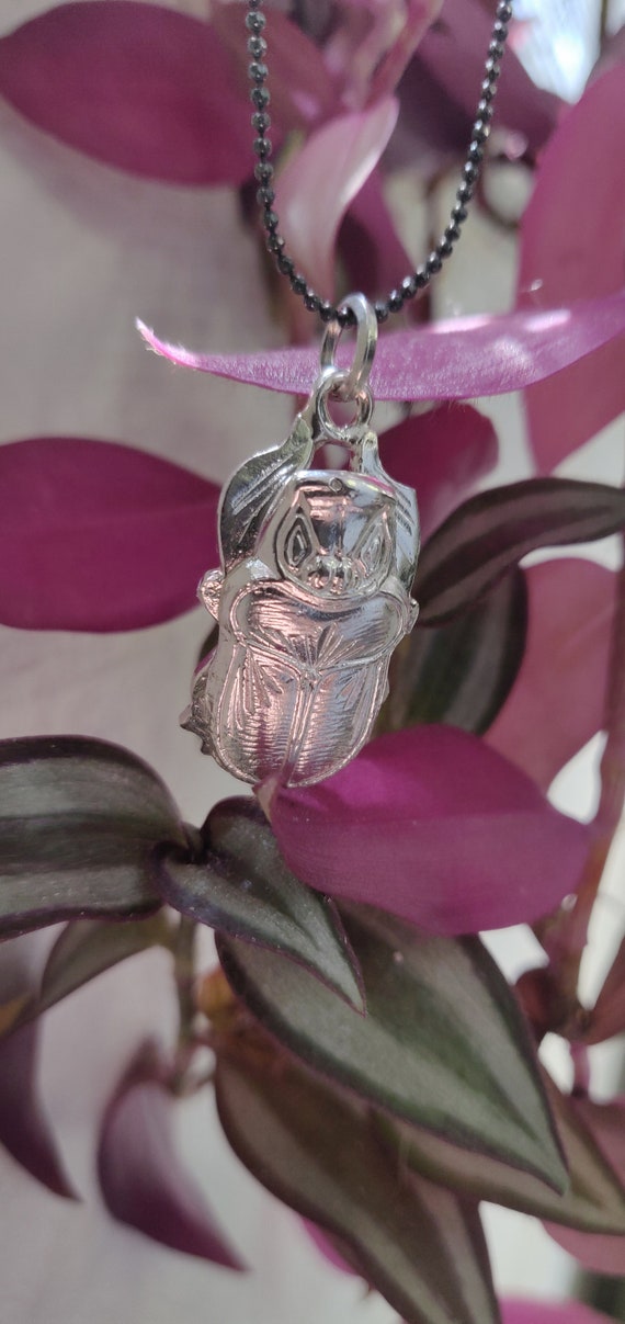 Silver scarab pendant, Egyptian Scarab necklace, … - image 6