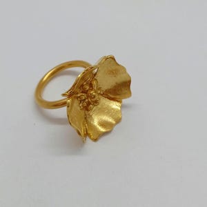poppy flower ring in gold-plated sterling silver