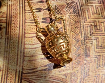 miniature ancient Greek vase pendant in gold plated sterling silver