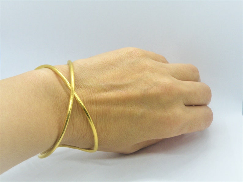 Cuff Gold Plated Sterling Silver,infinity motif,adjustable size,Alexia Jewelry,handmade cuff,unisex adults,minimal design,x mark,silver cuff