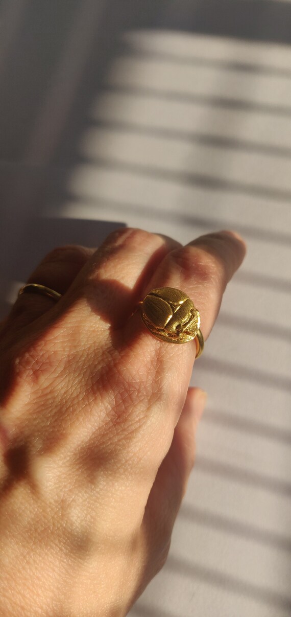 Egyptian Ring SCARAB BEETLE Egypt Jewelry Gold plated 