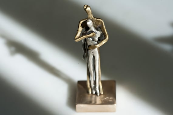 Sculpture Couple Amoureux Argent 925 - Style Baroque - Fait Main Italie