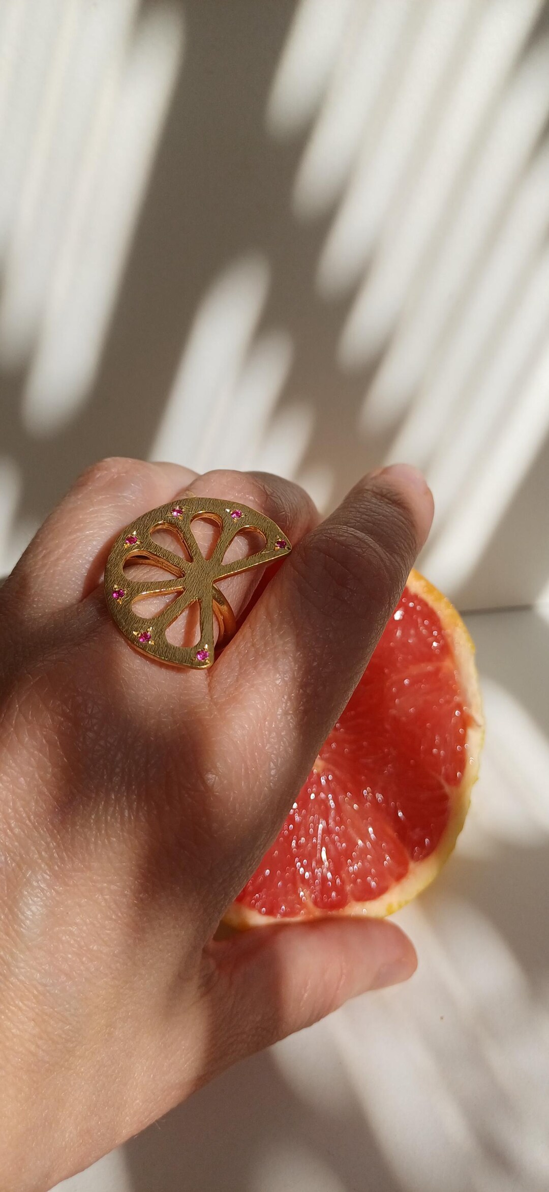 Gold-plated Sterling Silver Blood Orange Ring With Ruby Zircons - Etsy