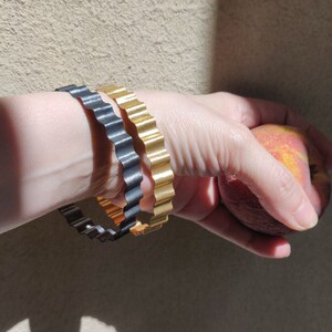 Bracelet oxidized silver, minimal cuff, ruffle design, sterling silver cuff, black bracelet , wave bracelets, boho hippie style, gothic cuff image 3