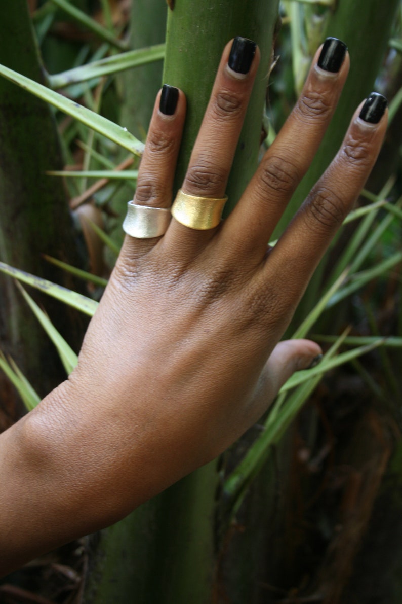 minimal Ring, Wide Band Ring, Gold Tube Ring, Simple silver Big Ring, silver Statement Ring, Gift For Her and him, chevalier silver ring Gold